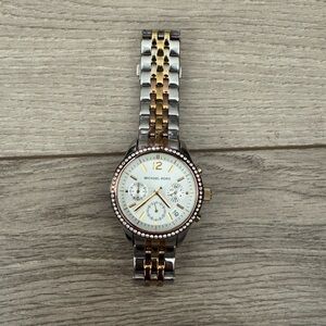 Michael Kors Silver and Gold Chronograph Watch